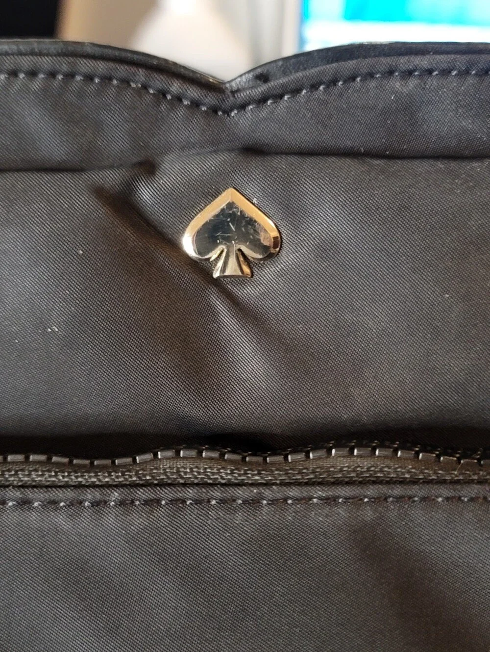 KATE SPADE Black Nylon/Leather Large Tote Bag Purse